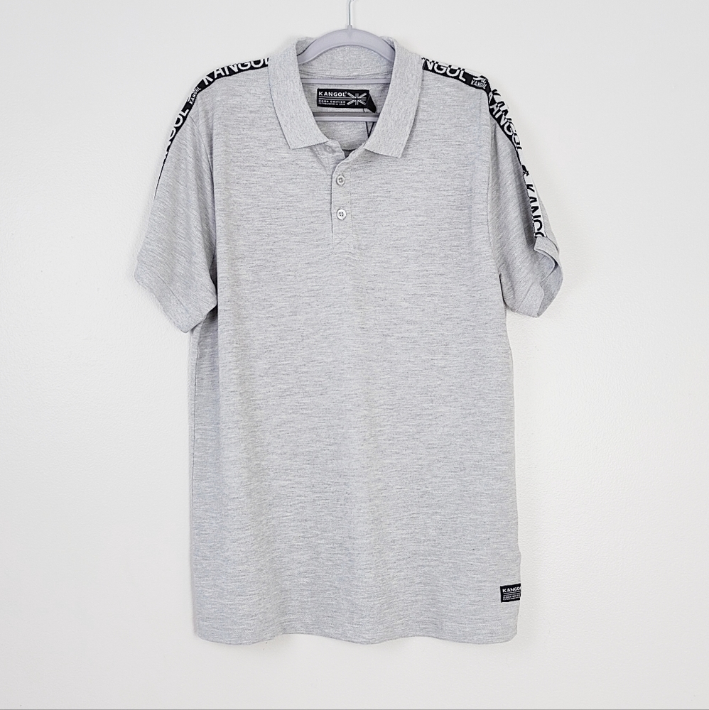 Kangol Men's Medium Light Gray Short Sleeve Polo Shirt Collared Button British